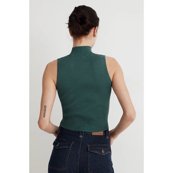 Madewell $55 Signature Knit Mockneck Sweater Tank Spruce Green Size M NM587 - Picture 2 of 7